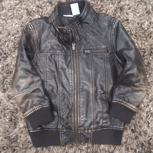 Boys Brown leather (faux) jacket Motorcycle Jacket Brown